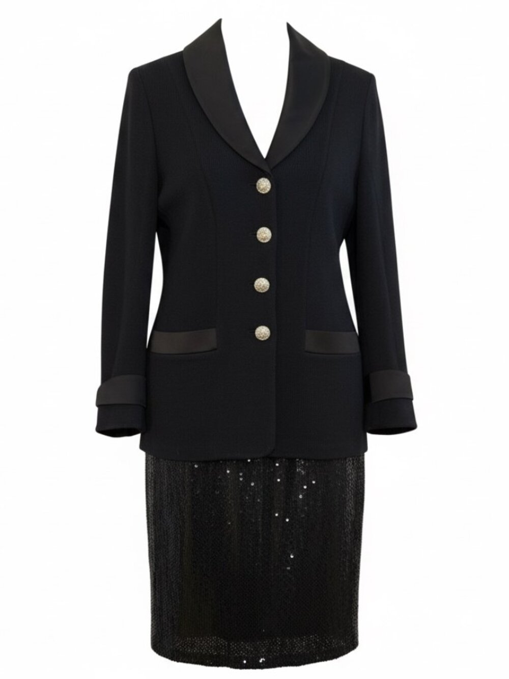 St. John Evening by Marie Gray - Size 8 - Black / Black Sequin